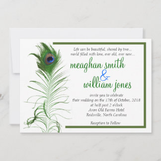 Invitación a la boda de pavo real 5X7