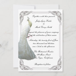 Invitación a la boda de pavo real blanco personali