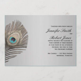 Invitación a la boda de pavo real con elegancia pl