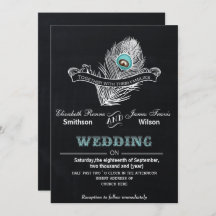 Invitación a la boda de pavo real de Chalkboard