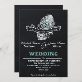 Invitación a la boda de pavo real de Chalkboard