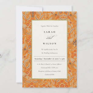 Invitación a la boda de pavo real floral del Naran