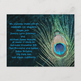 Invitación a la boda de pavo real verde oscuro