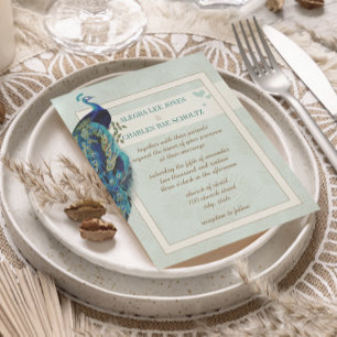 Invitación a la boda de pavos reales acuáticos