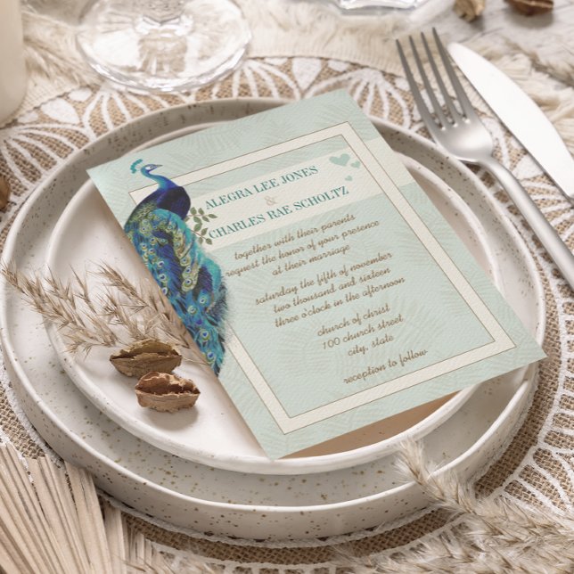 Invitación a la boda de pavos reales acuáticos (Subido por el creador)