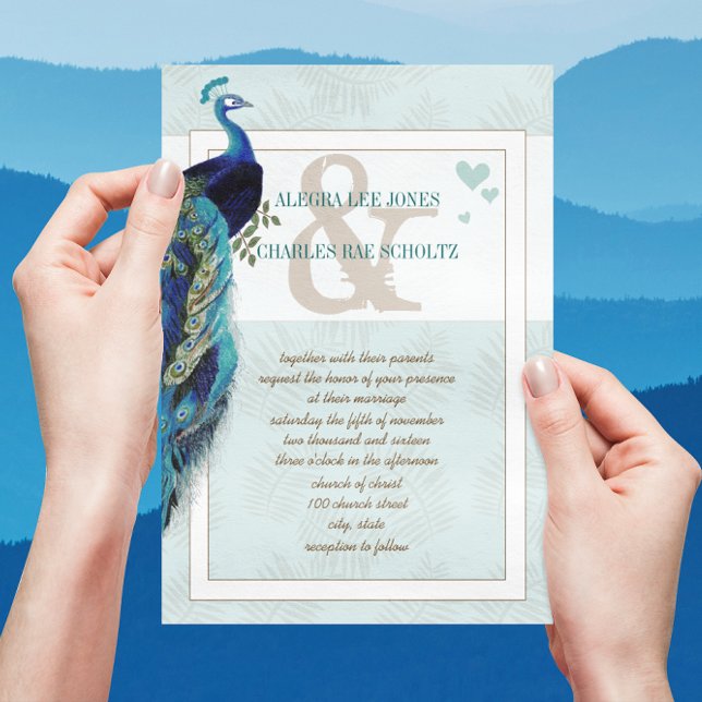 Invitación a la boda de pavos reales acuáticos (Subido por el creador)