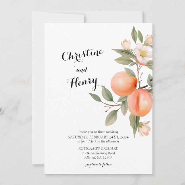 Invitación a la boda de Peach Blossom (Anverso)