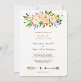 Invitación a la boda de Peach Floral Bouquet