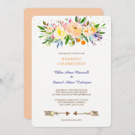 Invitación a la boda de Peach Floral Bouquet