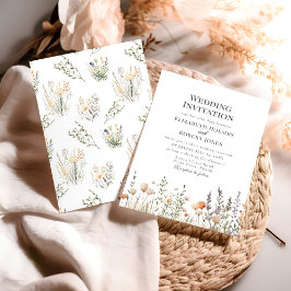 Invitación a la boda de Peach Wildflower Meadow