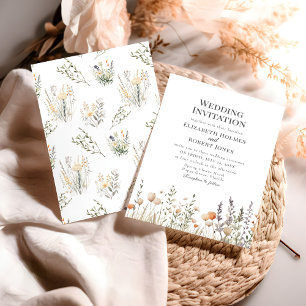 Invitación a la boda de Peach Wildflower Meadow