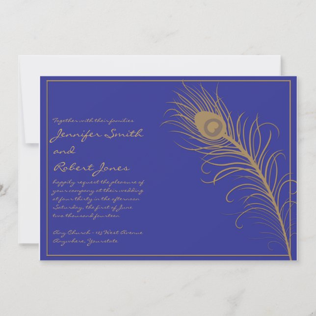 Invitación a la boda de Peacock Plume (Anverso)