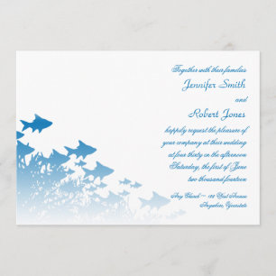 Invitación a la boda de peces azules y corales