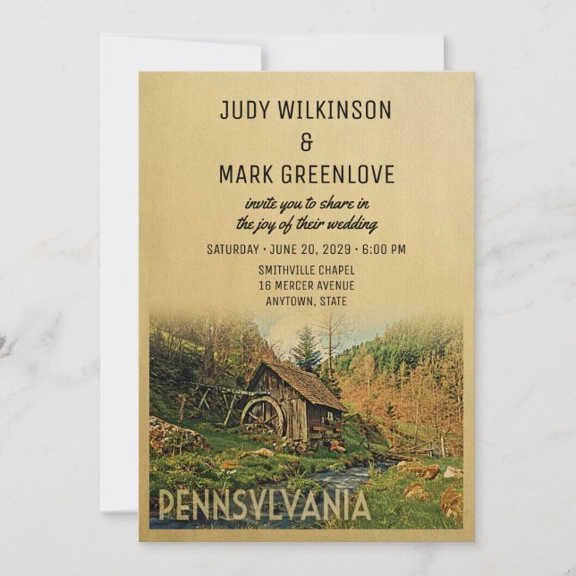 Invitación a la boda de Pennsylvania Rústica Cabin (Anverso)