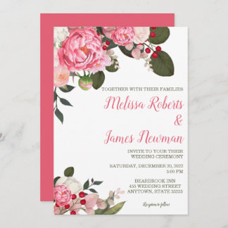 Invitación a la boda de peones rosados