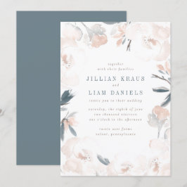 Invitación a la boda de peones rosados suave