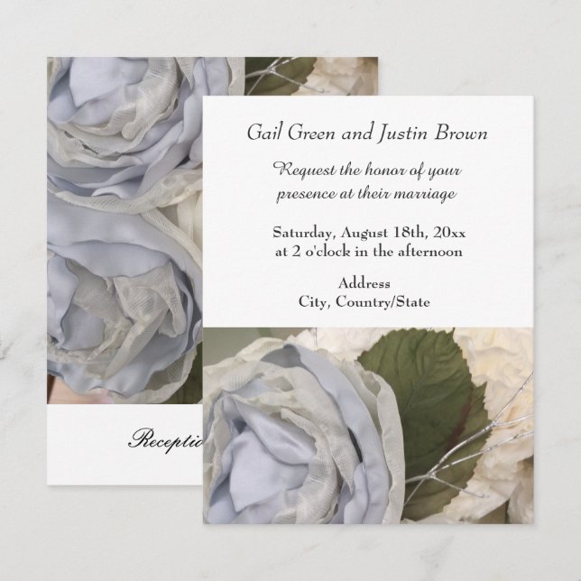 Invitación a la boda de peonies (Anverso / Reverso)