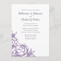 Invitación a la boda de peonies de lavanda románti