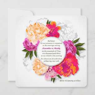 Invitación a la boda de peonies elegantes