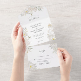 Invitación a la boda de Peony con color de agua bl