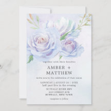Invitación a la boda de Peony Paint Dusty Blue y L