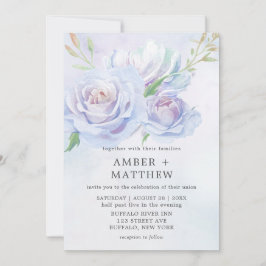 Invitación a la boda de Peony Paint Dusty Blue y L