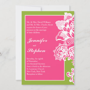 Invitación a la boda de pergamino floral rosa y ve