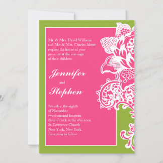 Invitación a la boda de pergamino floral rosa y ve
