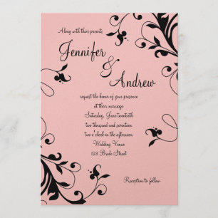 Invitación a la boda de Perla de Rubor Pink Black 