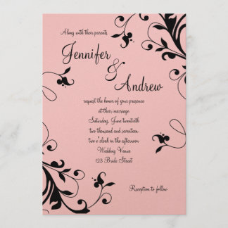 Invitación a la boda de Perla de Rubor Pink Black