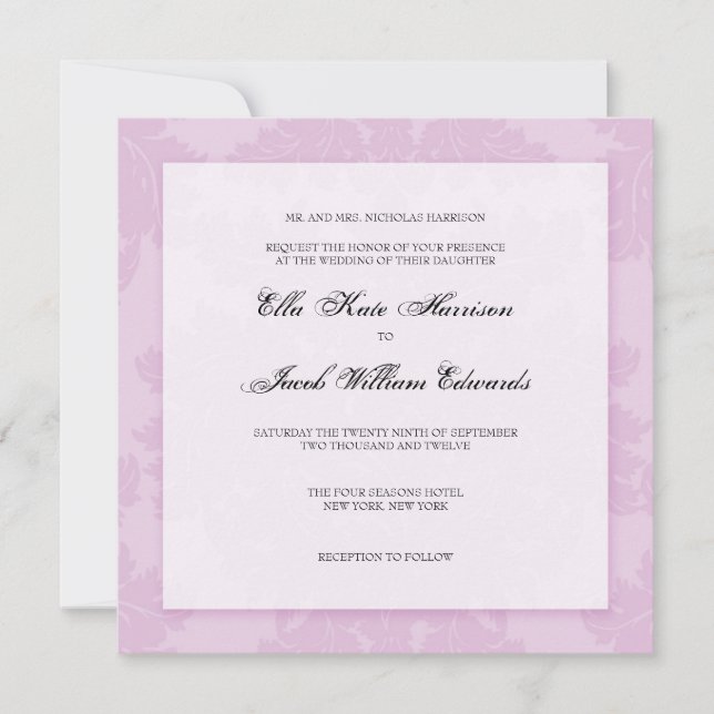 Invitación a la boda de personalizable :: DAMASK (Anverso)