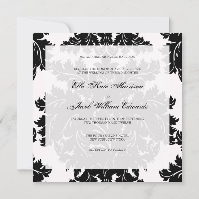 Invitación a la boda de personalizable :: DAMASK (Anverso)