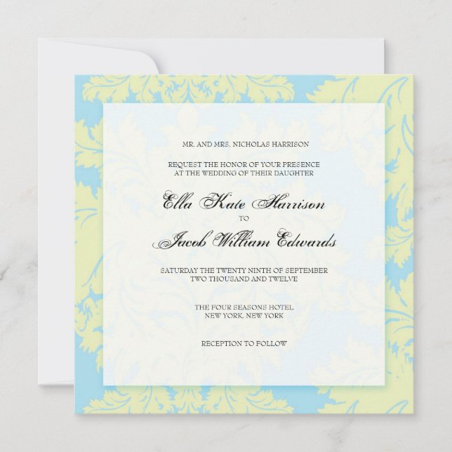 Invitación a la boda de personalizable :: DAMASK (Anverso)