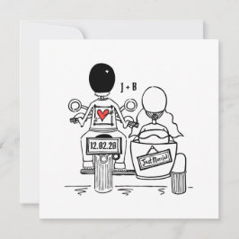 Invitación a la boda de personalizado en moto y si