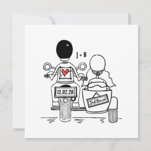 Invitación a la boda de personalizado en moto y si
