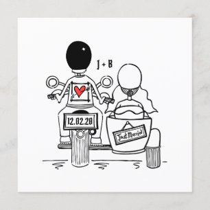 Invitación a la boda de personalizado en moto y si
