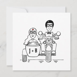 Invitación a la boda de personalizado en moto y si