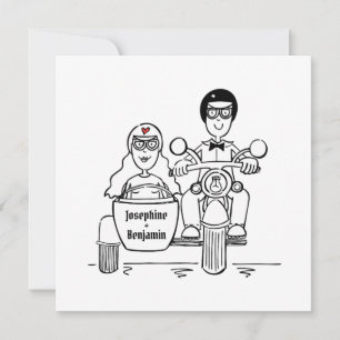 Invitación a la boda de personalizado en moto y si