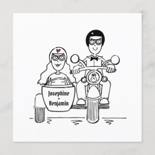 Invitación a la boda de personalizado en moto y si
