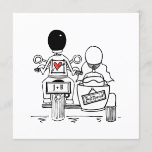 Invitación a la boda de personalizado en moto y si