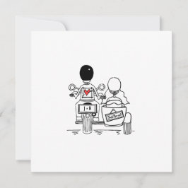 Invitación a la boda de personalizado en moto y si
