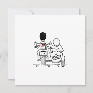 Invitación a la boda de personalizado en moto y si