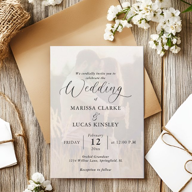 Invitación a la boda de Personalizado Minimalista  (simple modern elegant custom photo wedding invitation)