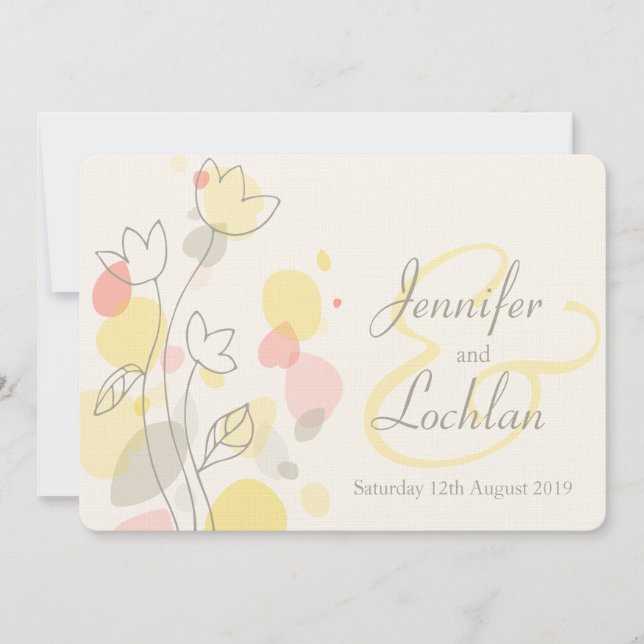 Invitación a la boda de pétalos de flores modernos (Anverso)