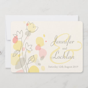 Invitación a la boda de pétalos de flores modernos