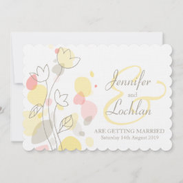 Invitación a la boda de pétalos de flores modernos