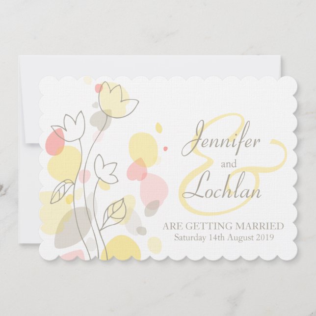 Invitación a la boda de pétalos de flores modernos (Anverso)