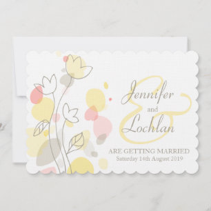 Invitación a la boda de pétalos de flores modernos