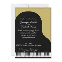 Invitación a la boda de piano negro y oro