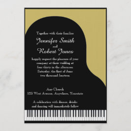 Invitación a la boda de piano negro y oro